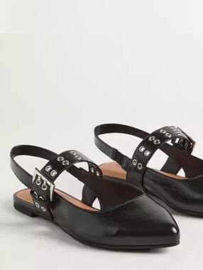 Torrid Mary Jane slingback flats, pointed toes, adjustable buckle, grommets 12WW